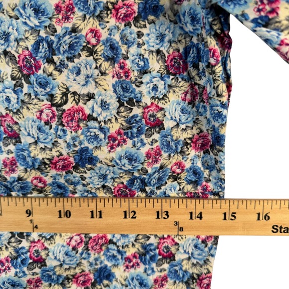 Nasty Gal Floral‎ Puff Sleeve Ruffle Hem Mini Dress Blue Pink Women's 6 NWT - Picture 10 of 11